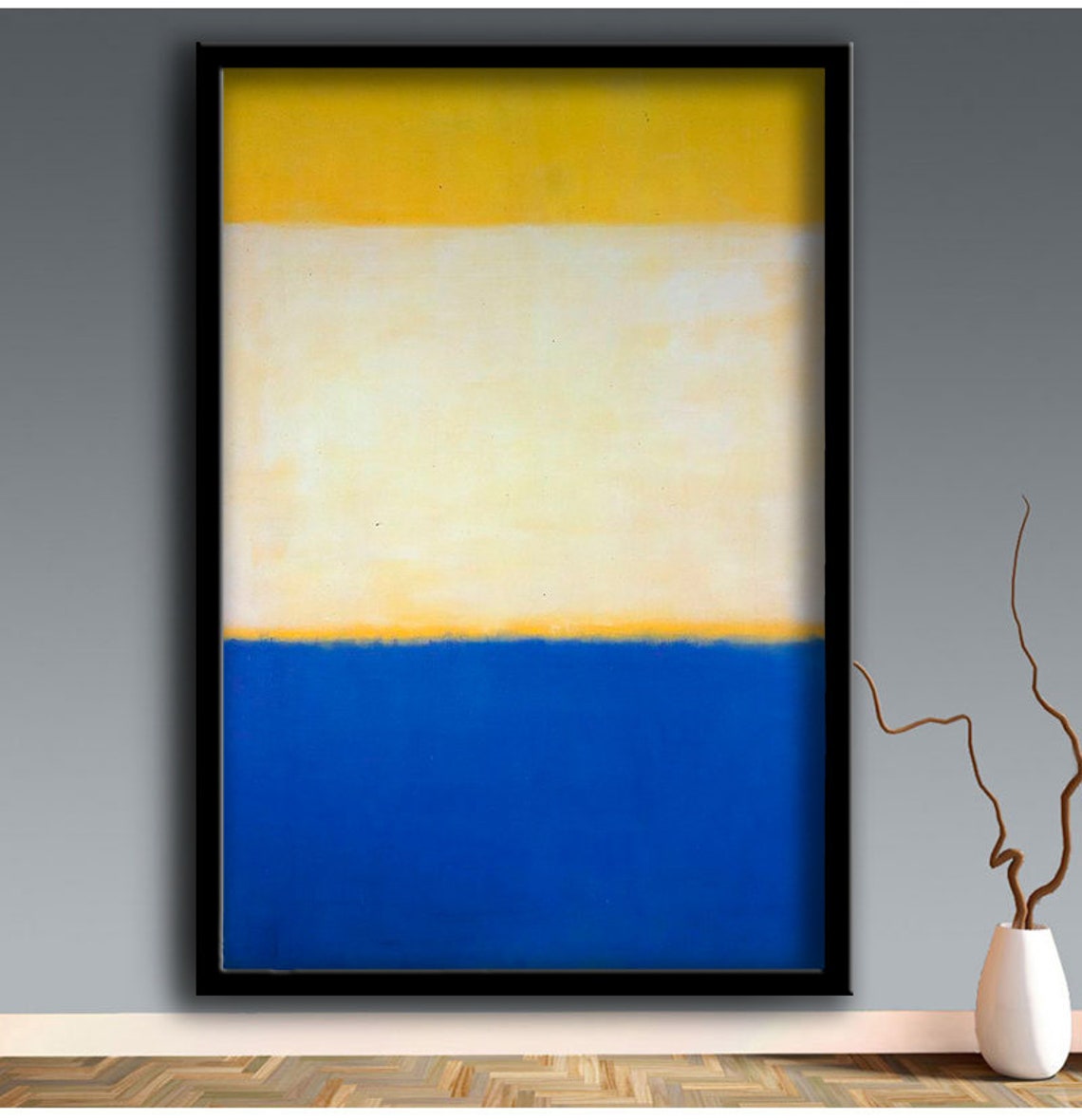 Mark Rothko Style Yellow White Blue Color Field Abstract Wall Poster - Image 3