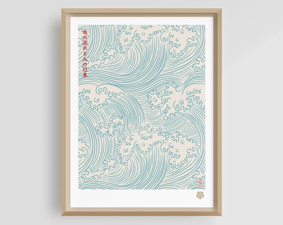 Japanese Waves Hokusai Print, Ukiyo-e Travel Poster