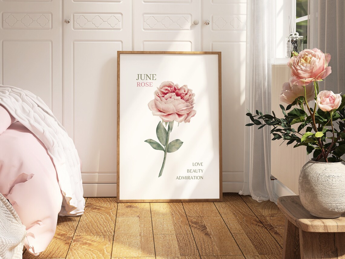 Pink Rose Watercolor Art Print, Minimalist Floral - Image 3