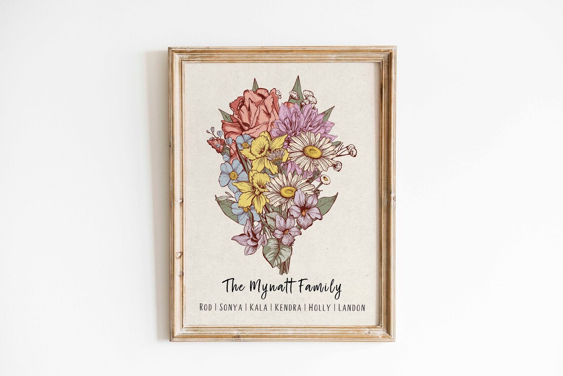 Custom Birth Flower Family Bouquet, Christmas Gift - Image 4