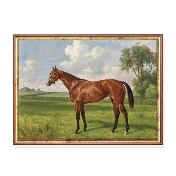 Printed And Shipped Vintage Horse Painting Antique Equestrian Print Moody Rustic Art Physical Prints Farmhouse Animal Fine Art