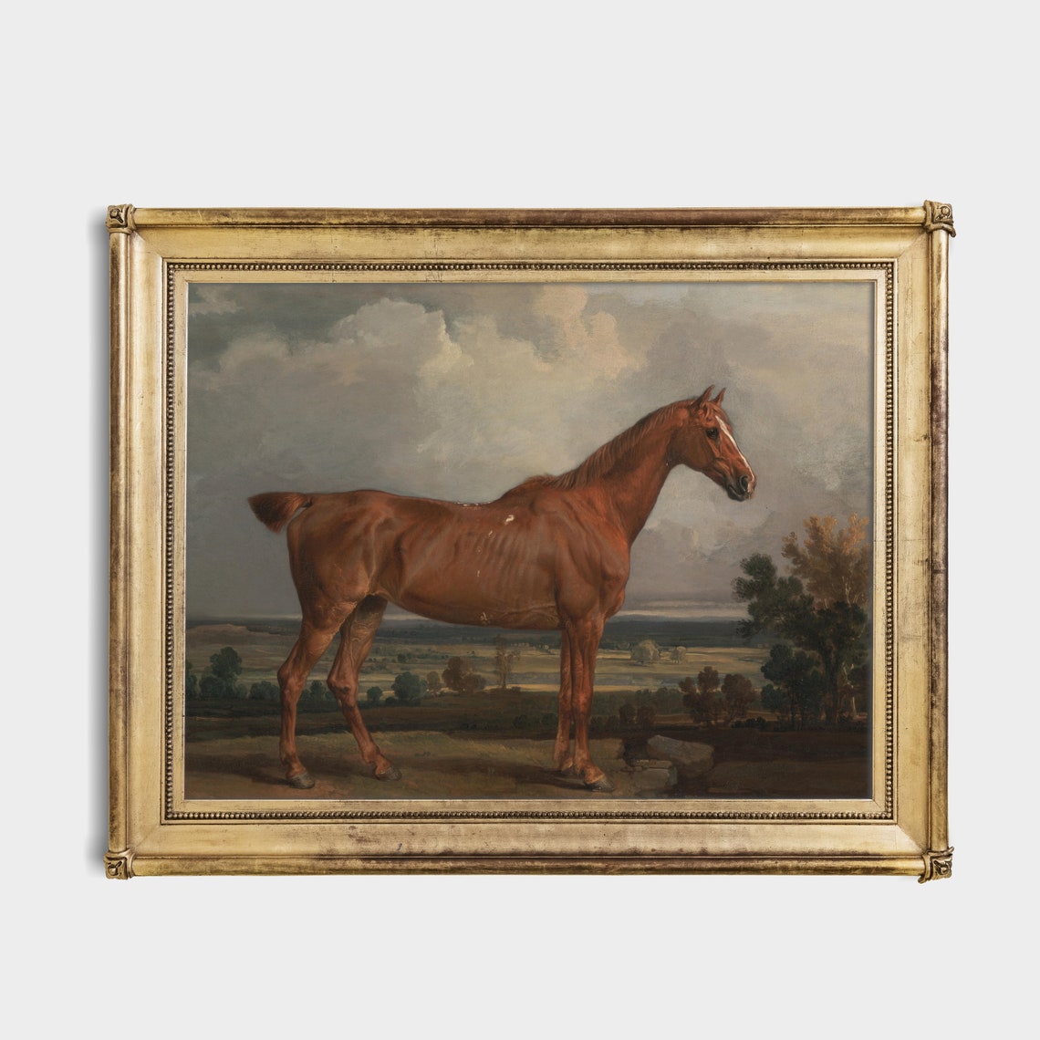 Antique Chestnut Horse Overlooking a Wide Valley Vintage Poster - Image 2