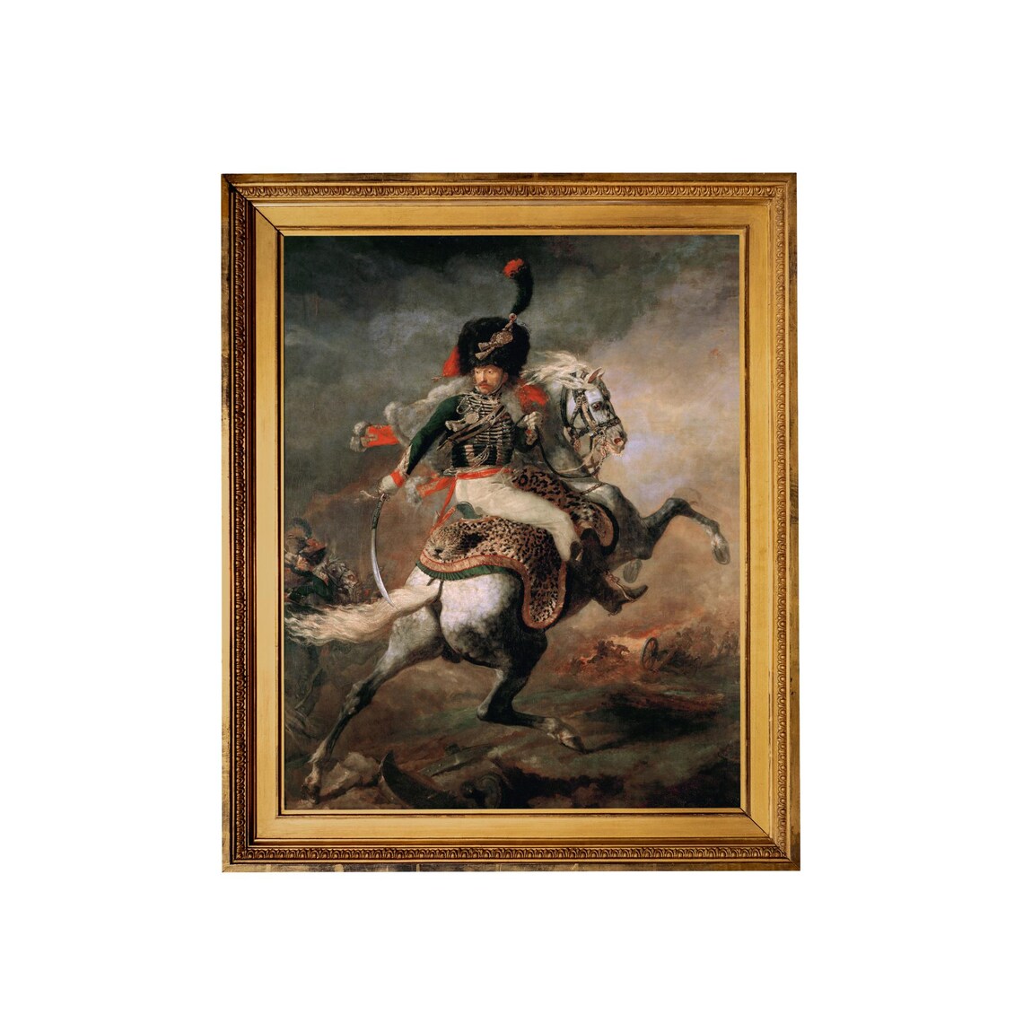 Charging Chasseur Cavalry Officer on Rearing Horse Painting Poster - Image 4