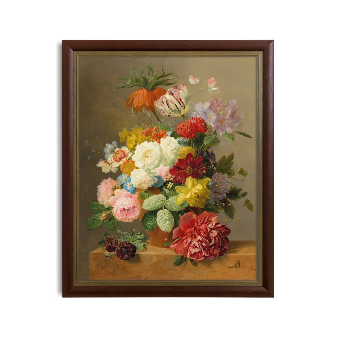 Dutch Still Life Bouquet With Roses and Tulips in a Vase Poster - Image 3
