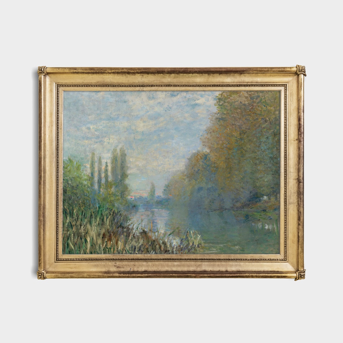Misty River Poplars Morning Haze Impressionist Landscape Poster - Image 4