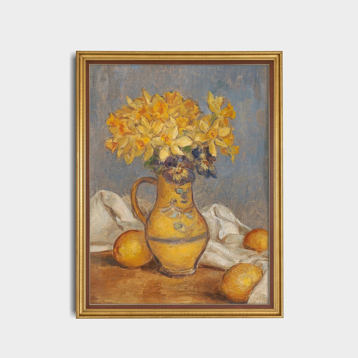 Golden Yellow Daffodils in a Pitcher with Lemons Still Life Poster - Image 4