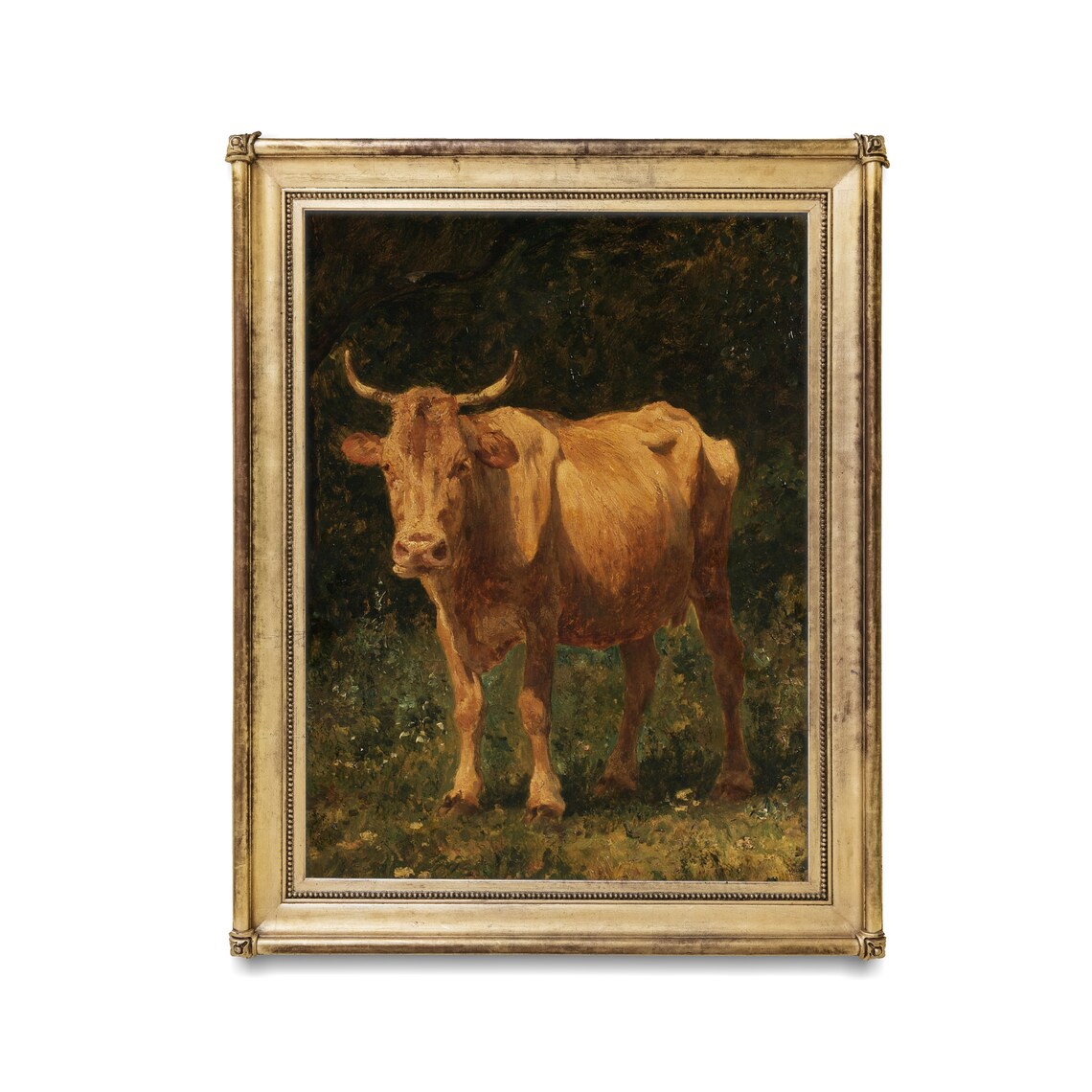 Golden Horned Cow at the Edge of a Forest Vintage Animal Poster - Image 2
