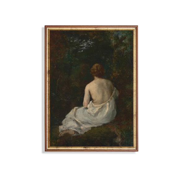 Seated Woman in White Drapery from Behind Classic Art Poster