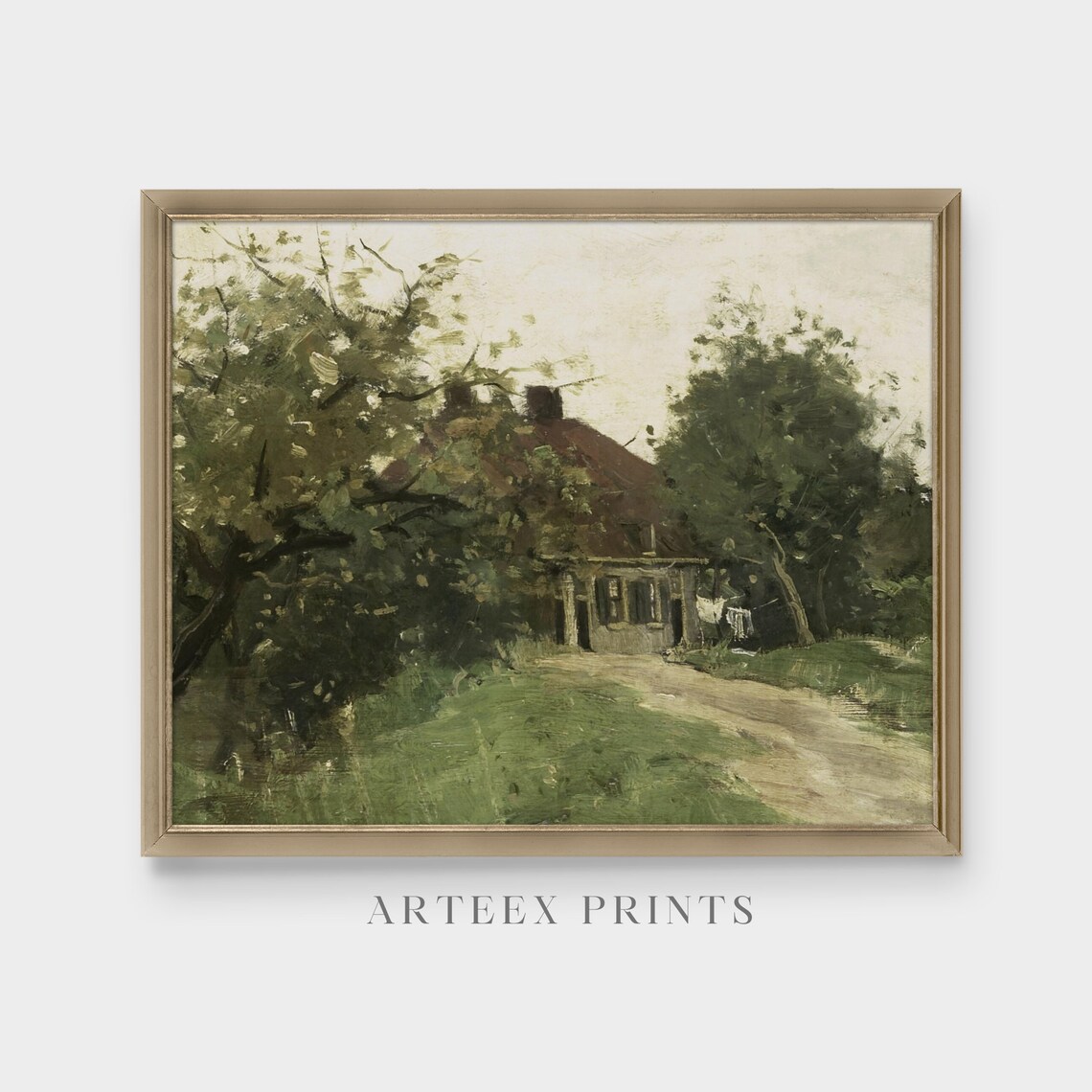 Vintage Country Landscape Cottage Art Print, Farmhouse Decor - Image 4