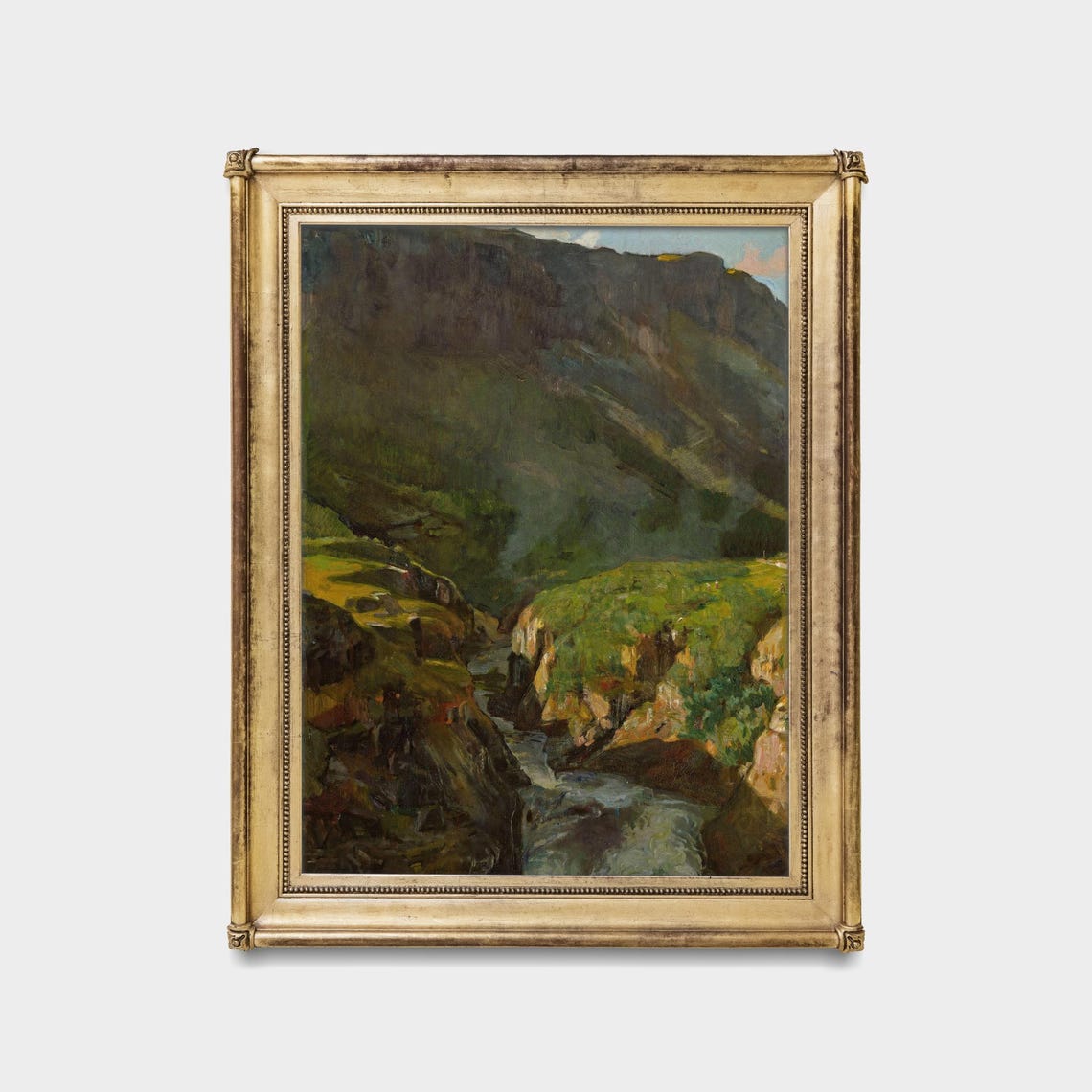 Mountain Ravine Stream Moody Vintage Green Landscape Art Poster - Image 5