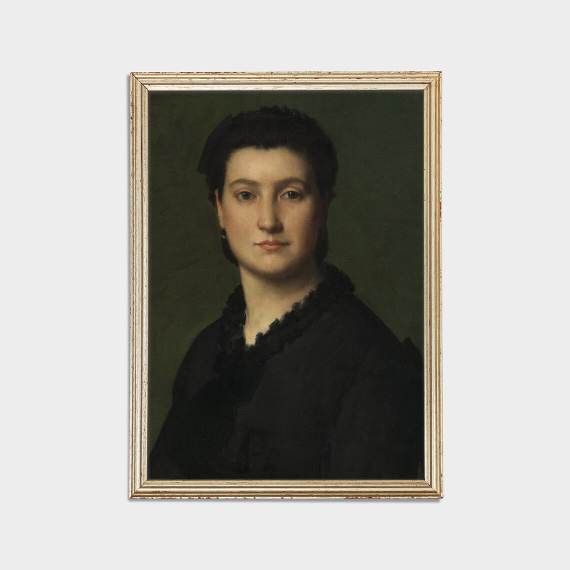 Woman In Black Dress Portrait Classic Dark Oil Painting Vintage Poster - Image 3