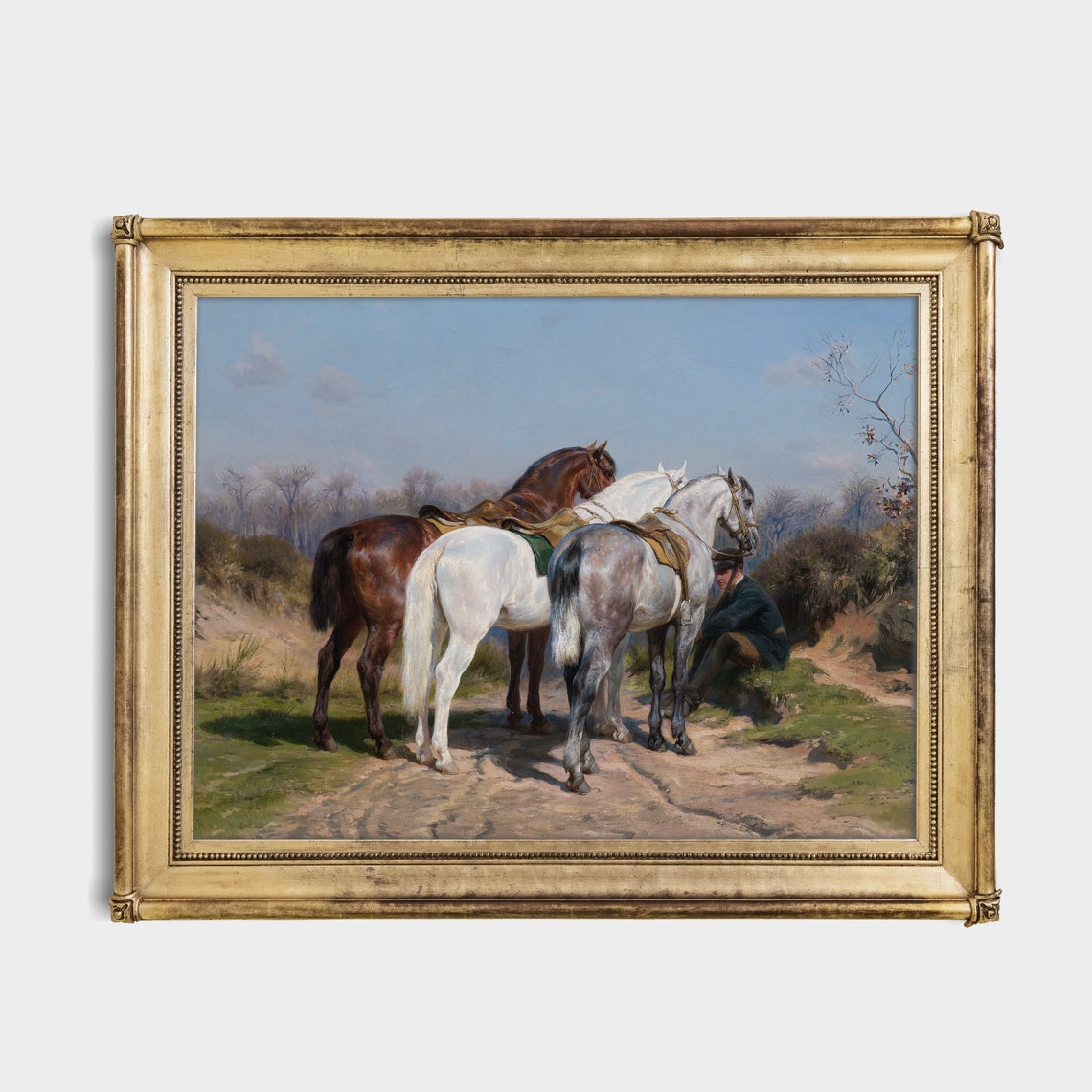 Mailed Print Vintage Horses Painting Antique Equestrian Print Animal Oil Painting Fine Art Farmhouse Decor Printed And Shipped - Image 2