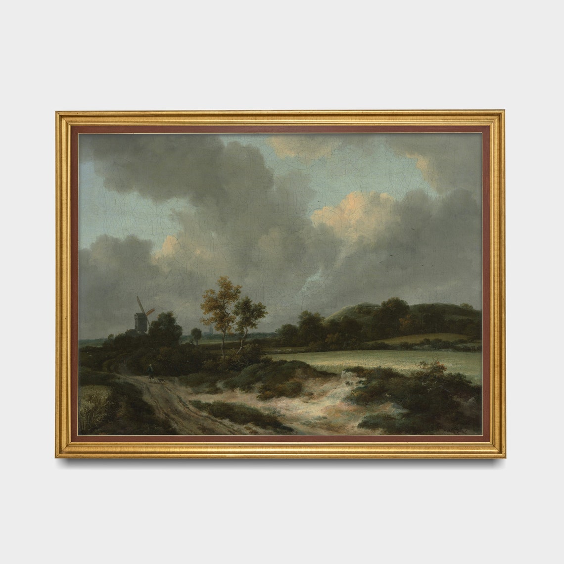 Dutch Landscape With a Windmill Under Stormy Skies Vintage Poster - Image 4