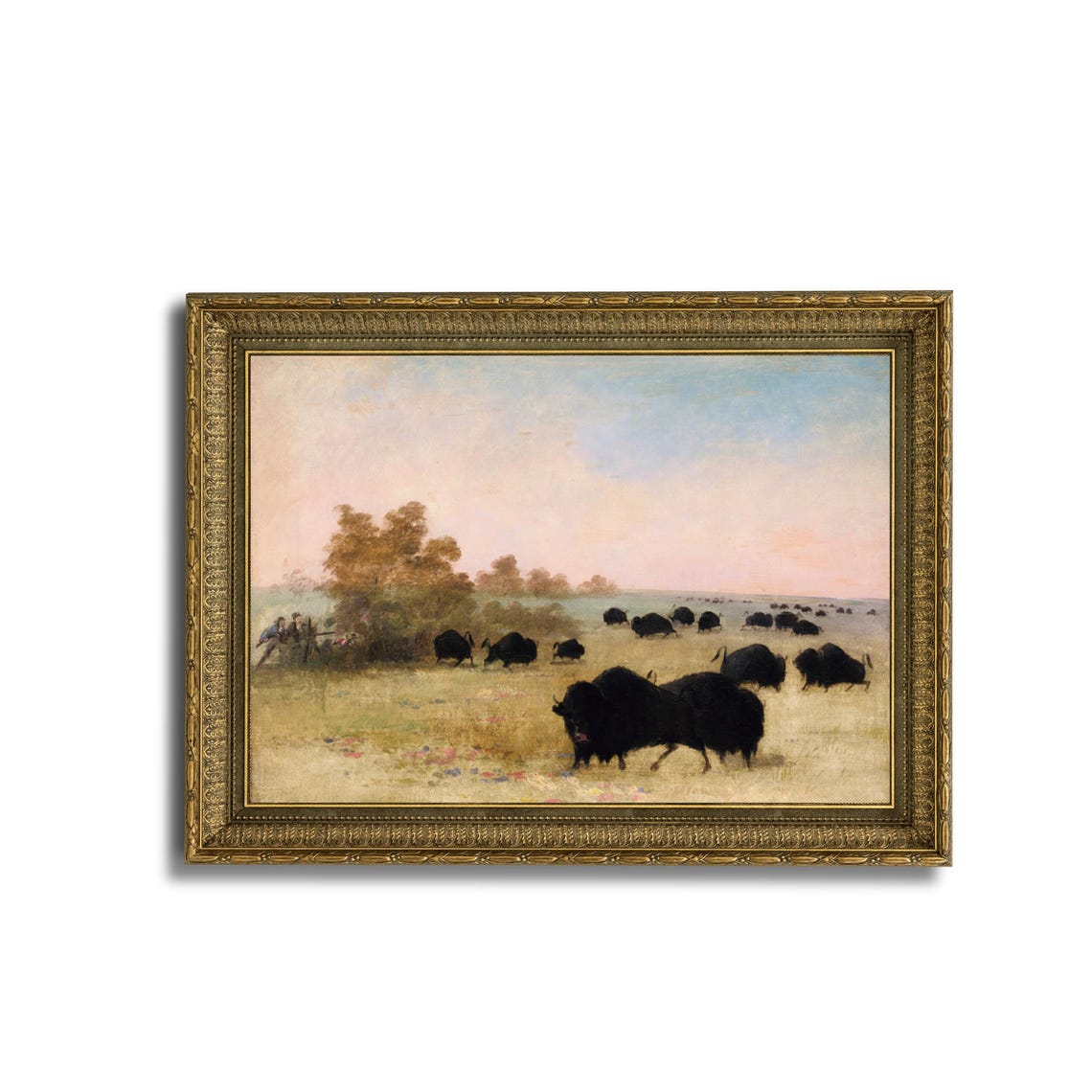 Buffalo Herd on Prairie Hunters American Frontier Wildlife Poster - Image 4
