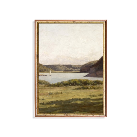 Green Landscape Vintage Country Living Room Art Print
