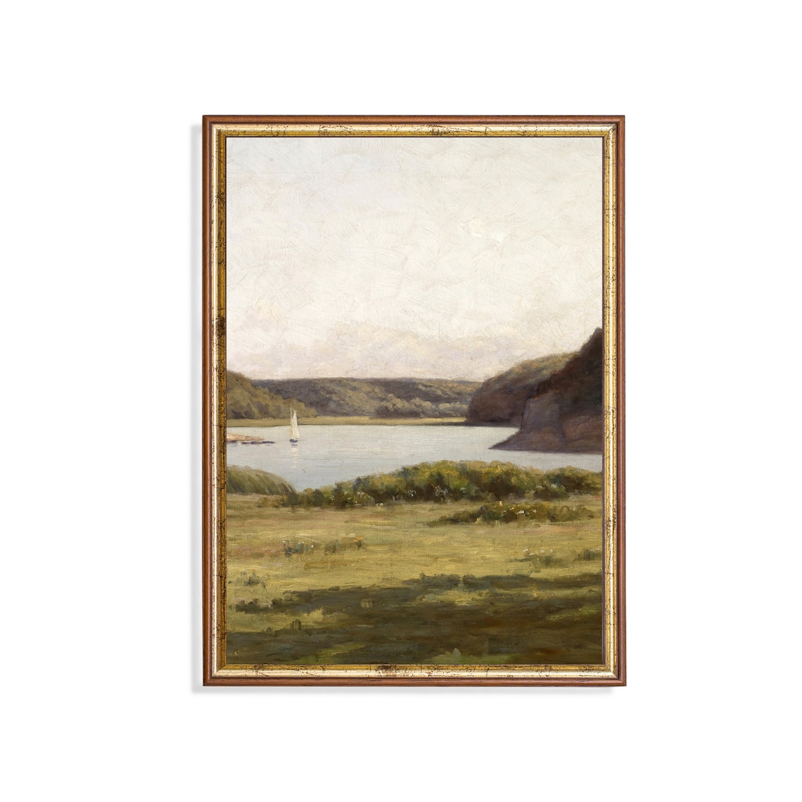 Green Landscape Vintage Country Living Room Art Print