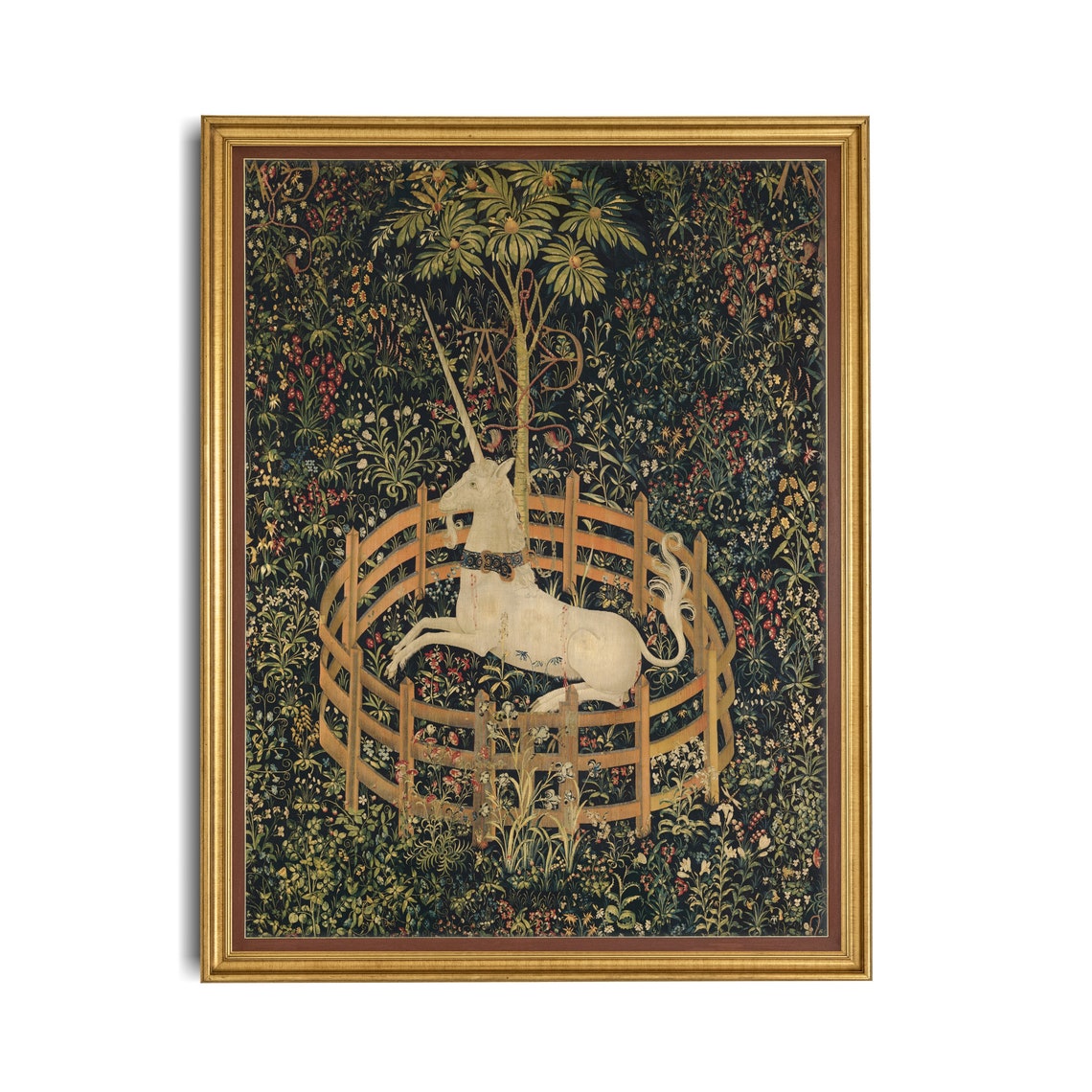 The Unicorn in Captivity Medieval Tapestry Millefleurs Wall Art - Image 3