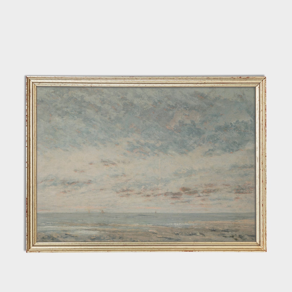 Overcast Seascape with Distant Sails on a Pale Horizon Poster - Image 3
