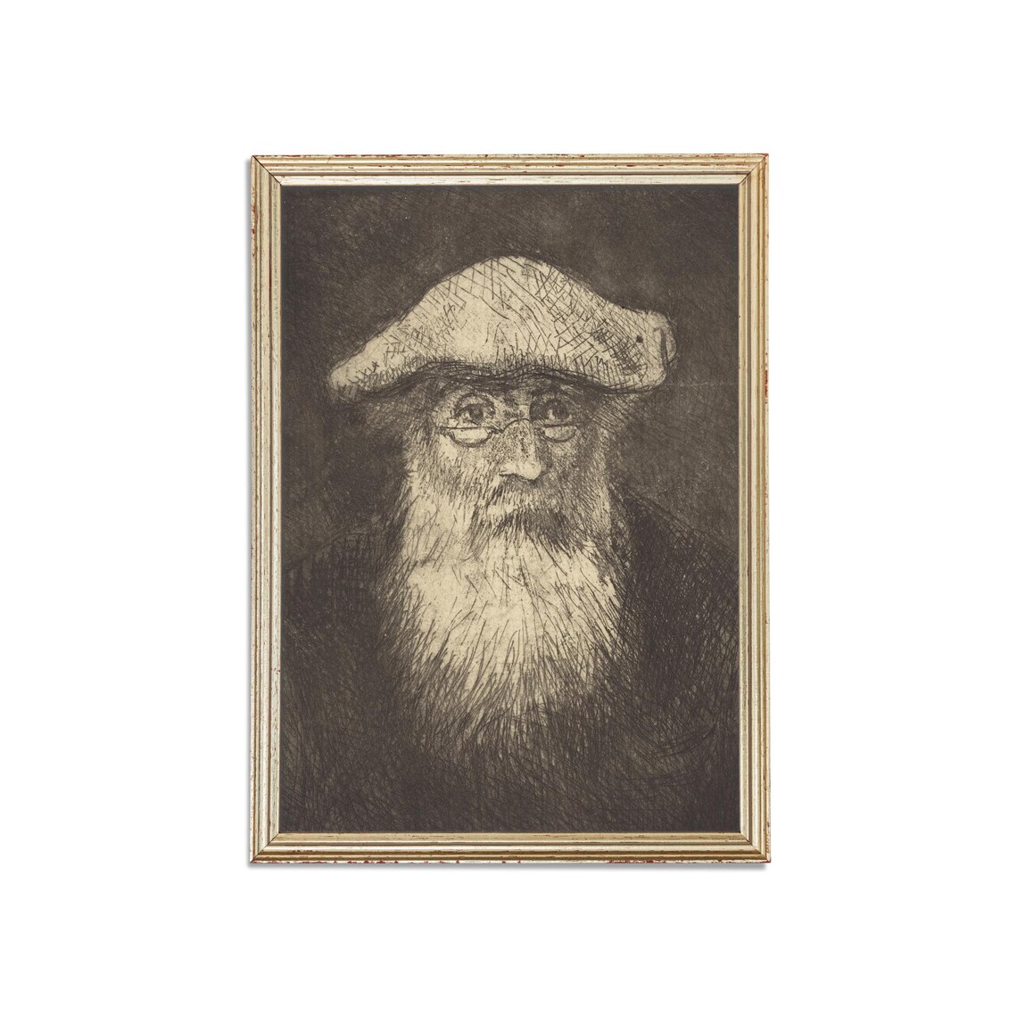 Vintage Male Portrait Sketch, Antique Self Portrait Print - Image 3