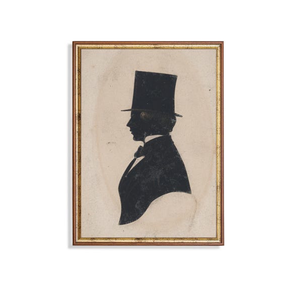 Printed And Shipped Vintage Man Portrait Gentleman Print Moody Painting Physical Prints Silhouette Of Young Man In Hat