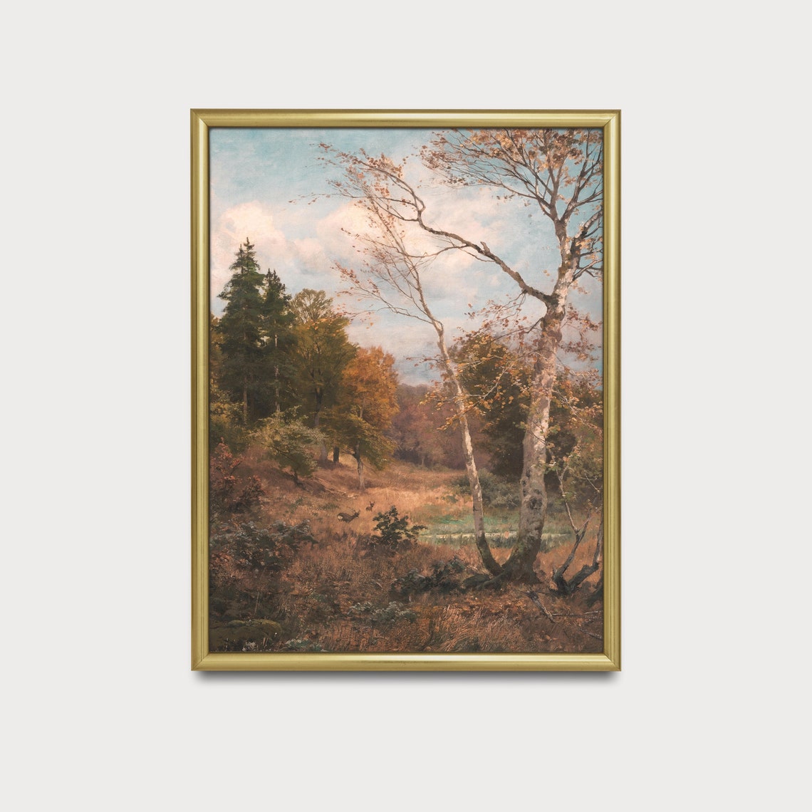 Autumn Birch Forest Clearing Beneath a Bright Blue Sky Poster - Image 4