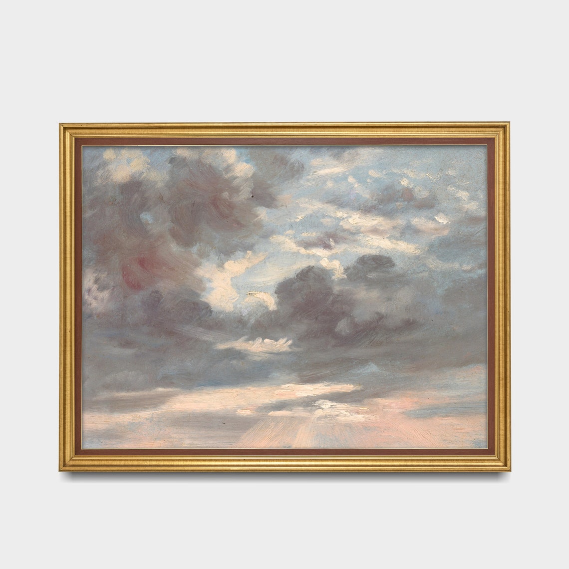 Brooding Storm Clouds with Pink Evening Light Sky Study Poster - Image 3
