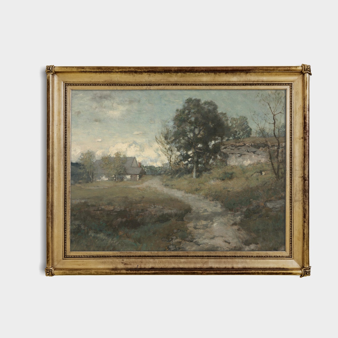 Winding Country Road to a Stone Cottage Vintage Landscape Poster - Image 3