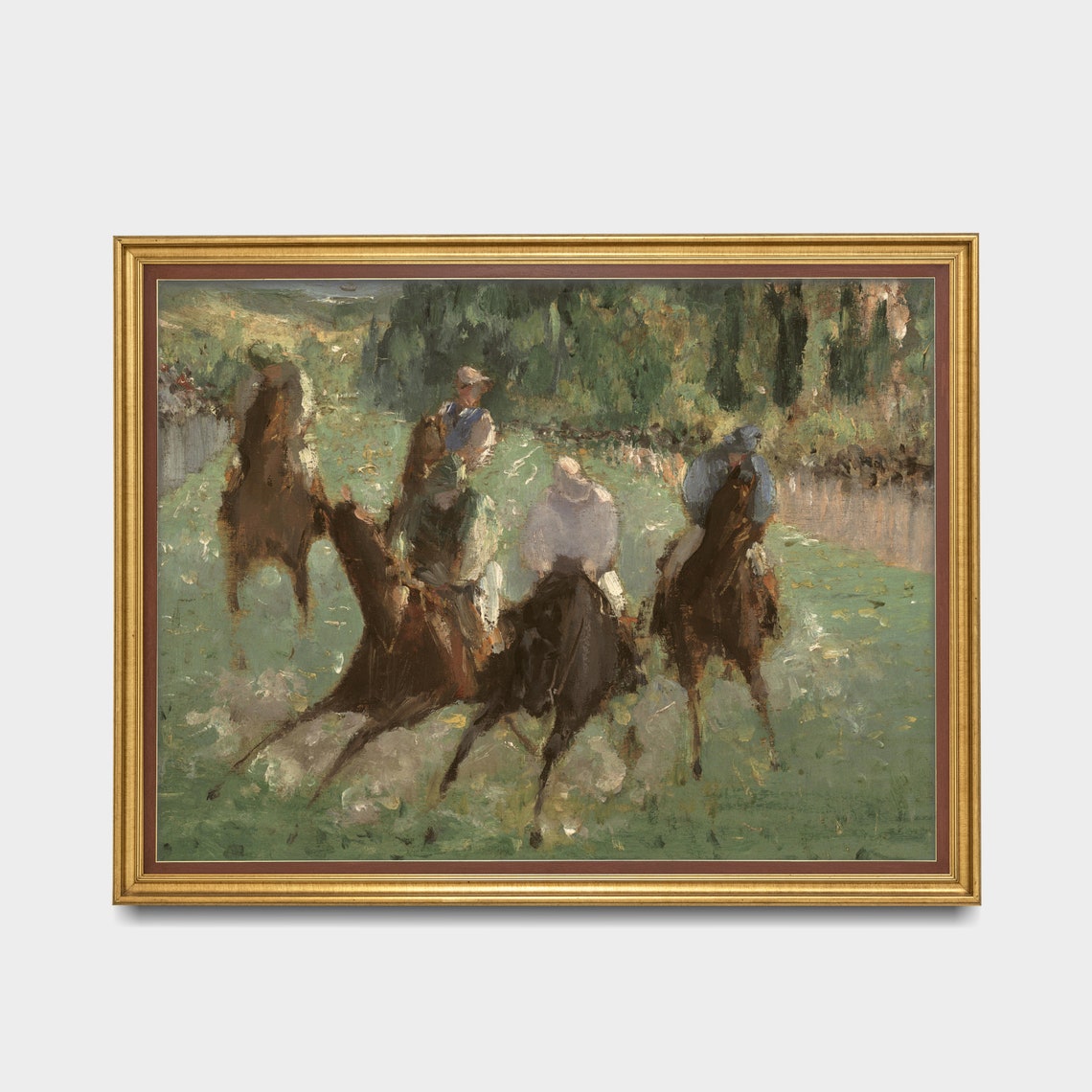 Jockeys Racing Galloping Horses Impressionist Sports Painting Poster - Image 3