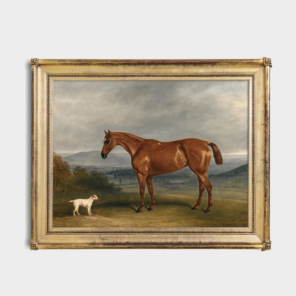 Vintage Horse and Dog Art Print, Rustic Decor - Image 3