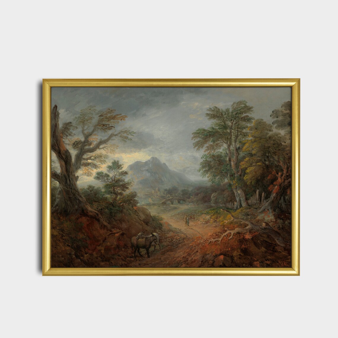 Misty Mountain Valley With Travelers Antique Romantic Landscape Poster - Image 2