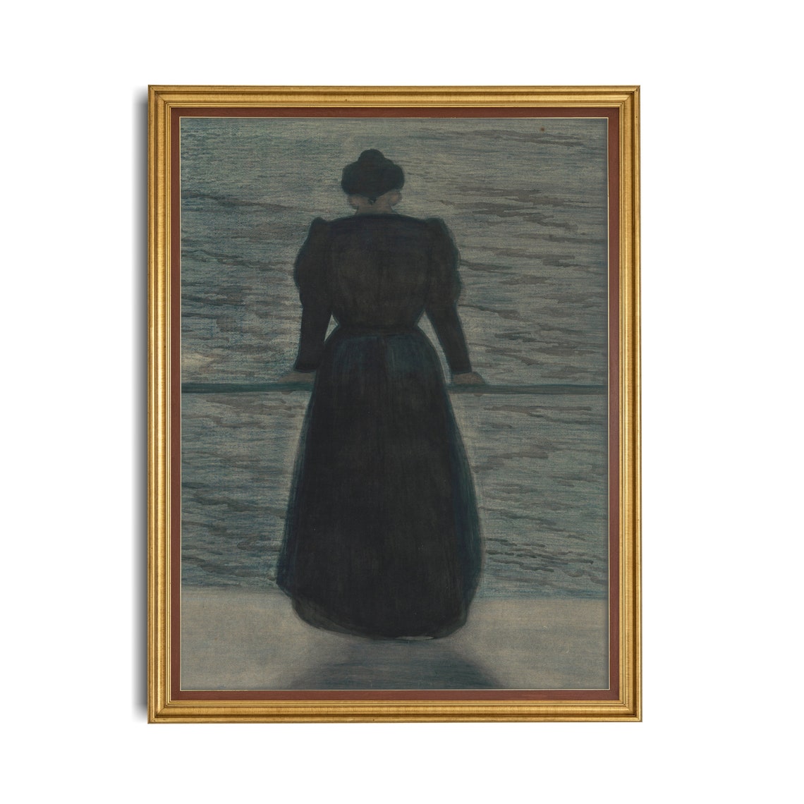 Printed And Shipped Vintage Portrait Painting Antique Woman Portrait Antique Female Art Moody Rustic Print Woman By The Sea - Image 2