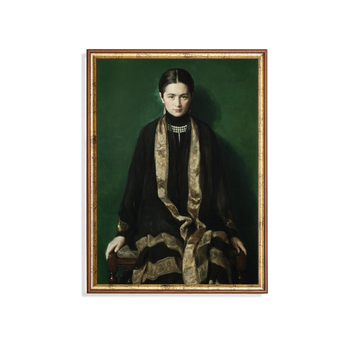 Vintage Woman Portrait Art Print, Classic Rustic