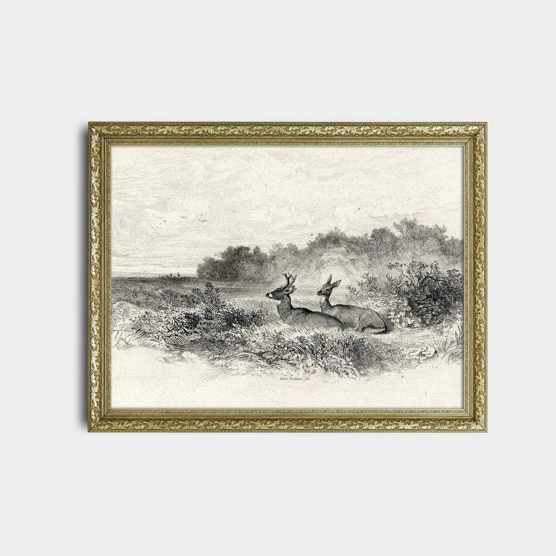 Vintage Deer Sketch, Neutral Farmhouse Art Print - Image 2