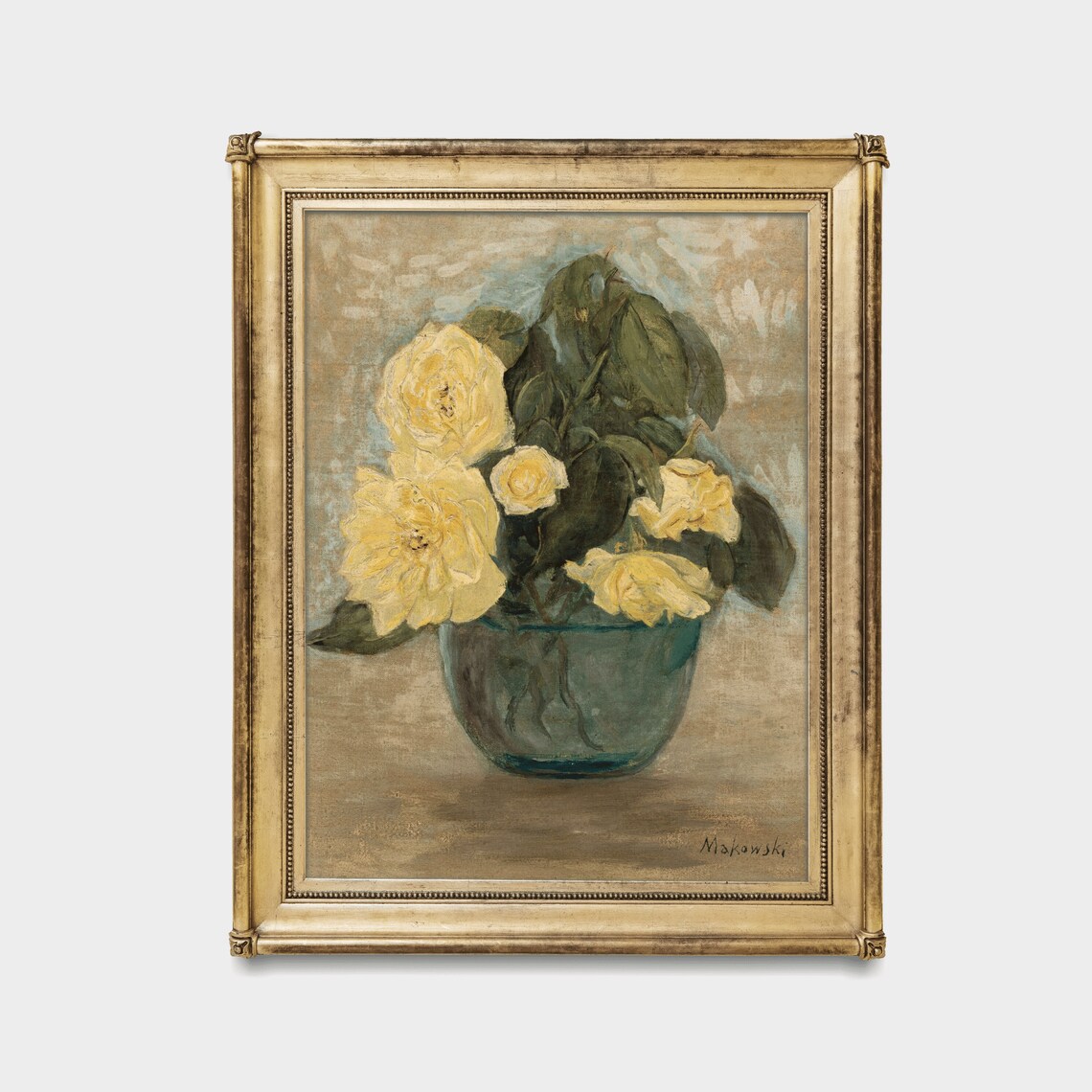Vintage Still Life With Yellow Roses Art Print - Image 4