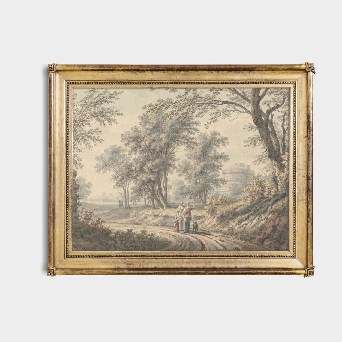 Romantic Italian Countryside Watercolor Rome Countryside Walk Poster - Image 4