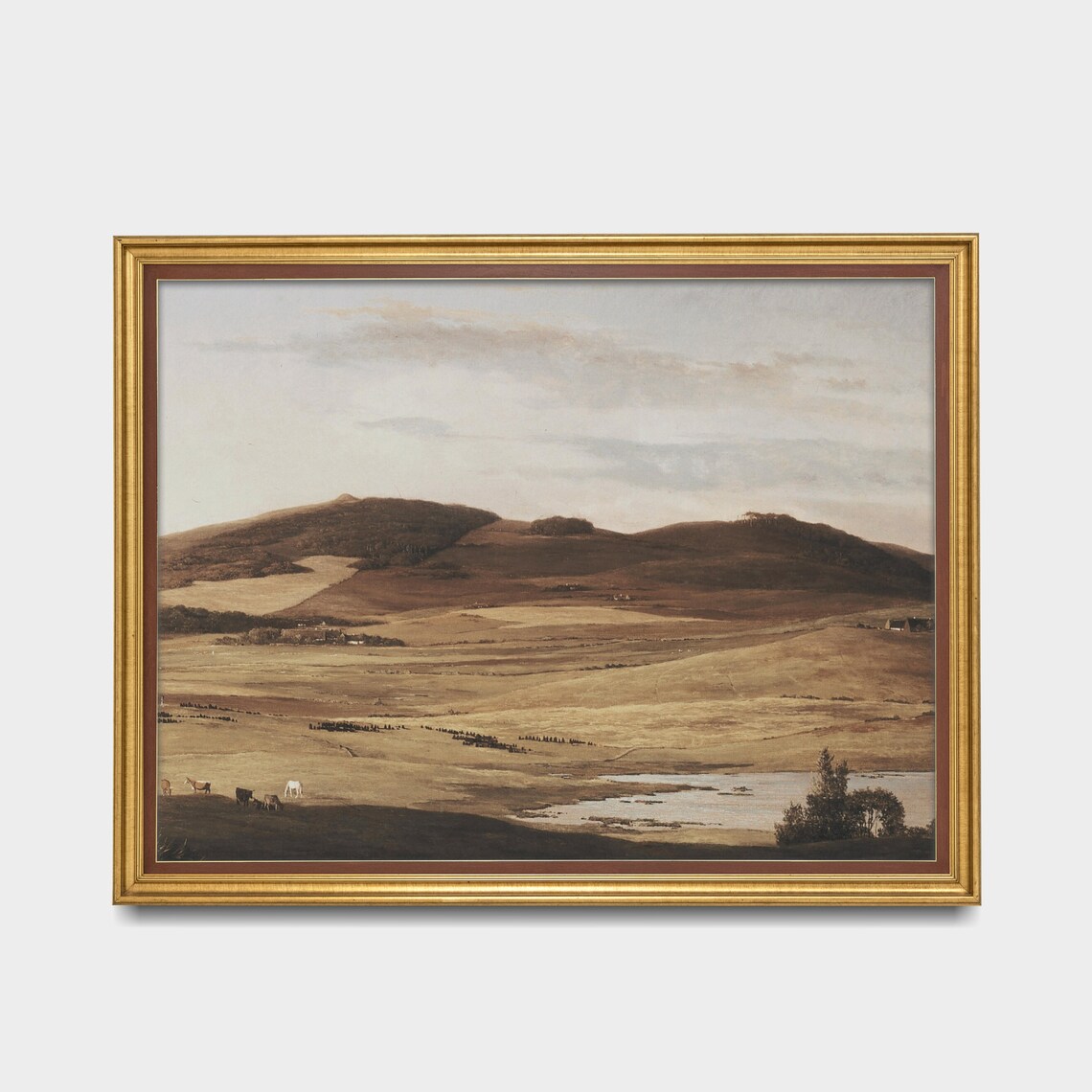 Vast Moorland Valley with Grazing Horses Antique Landscape Poster - Image 2