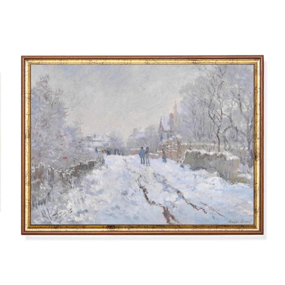 Claude Monet Snowy Village Road Impressionist Winter Scene Poster