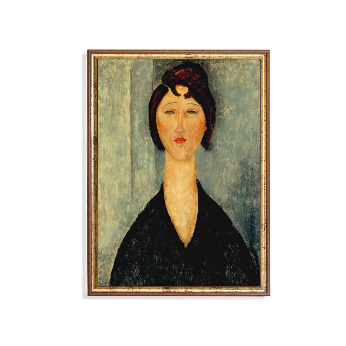 Portrait of a Woman in the Style of Modigliani Vintage Poster
