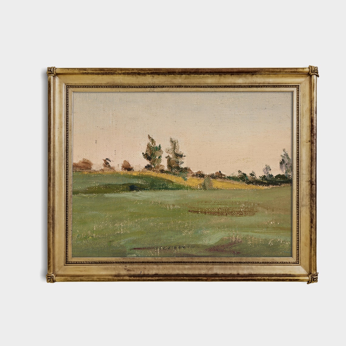 Quiet Green Meadow with Sparse Trees Minimalist Landscape Poster - Image 3