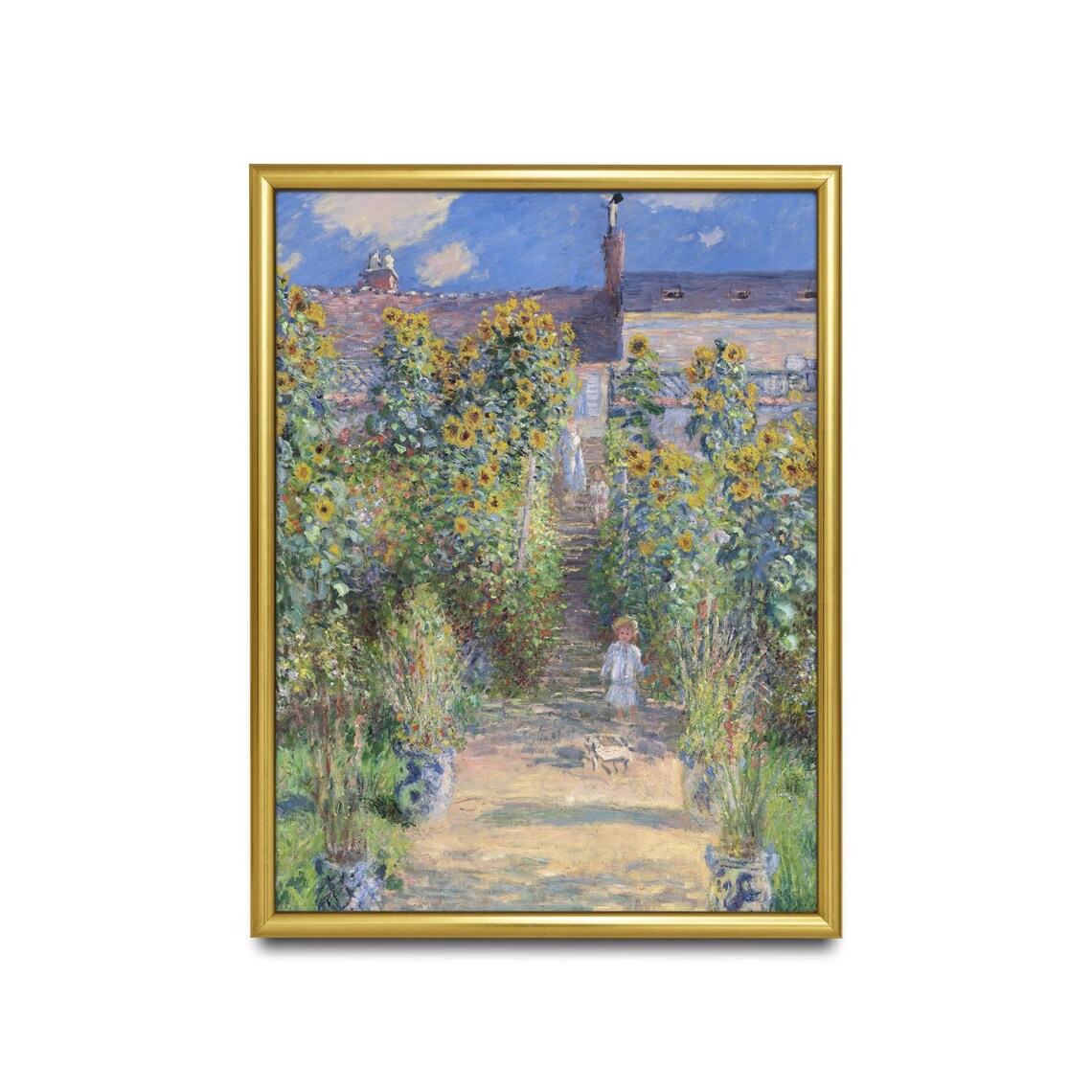 Monet Sunflower Garden at Vetheuil Vintage Impressionist Poster - Image 2