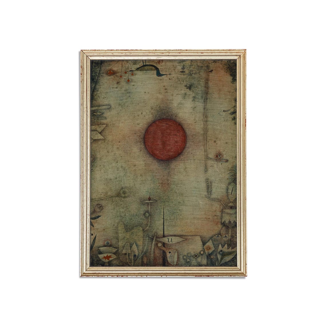 Glowing Red Sun Floating Over a Dreamlike Landscape Abstract Poster - Image 3