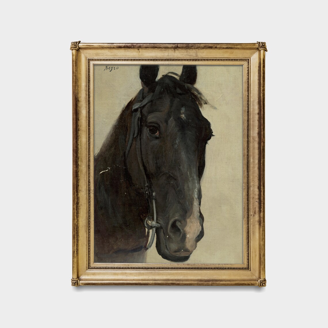 Negro Black Horse Head Portrait Antique Equestrian Oil Painting Poster - Image 4