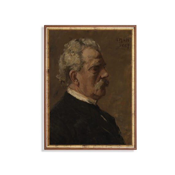 Printed And Shipped Vintage Gentleman Portrait Antique Man Portrait Physical Art Prints Oil Painting Print Moody Rustic Fine Art