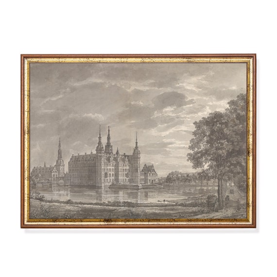 Vintage Sketch Drawing Antique Architecture Rustic Fine Print Neutral Artwork Wall Art Farmhouse Decor