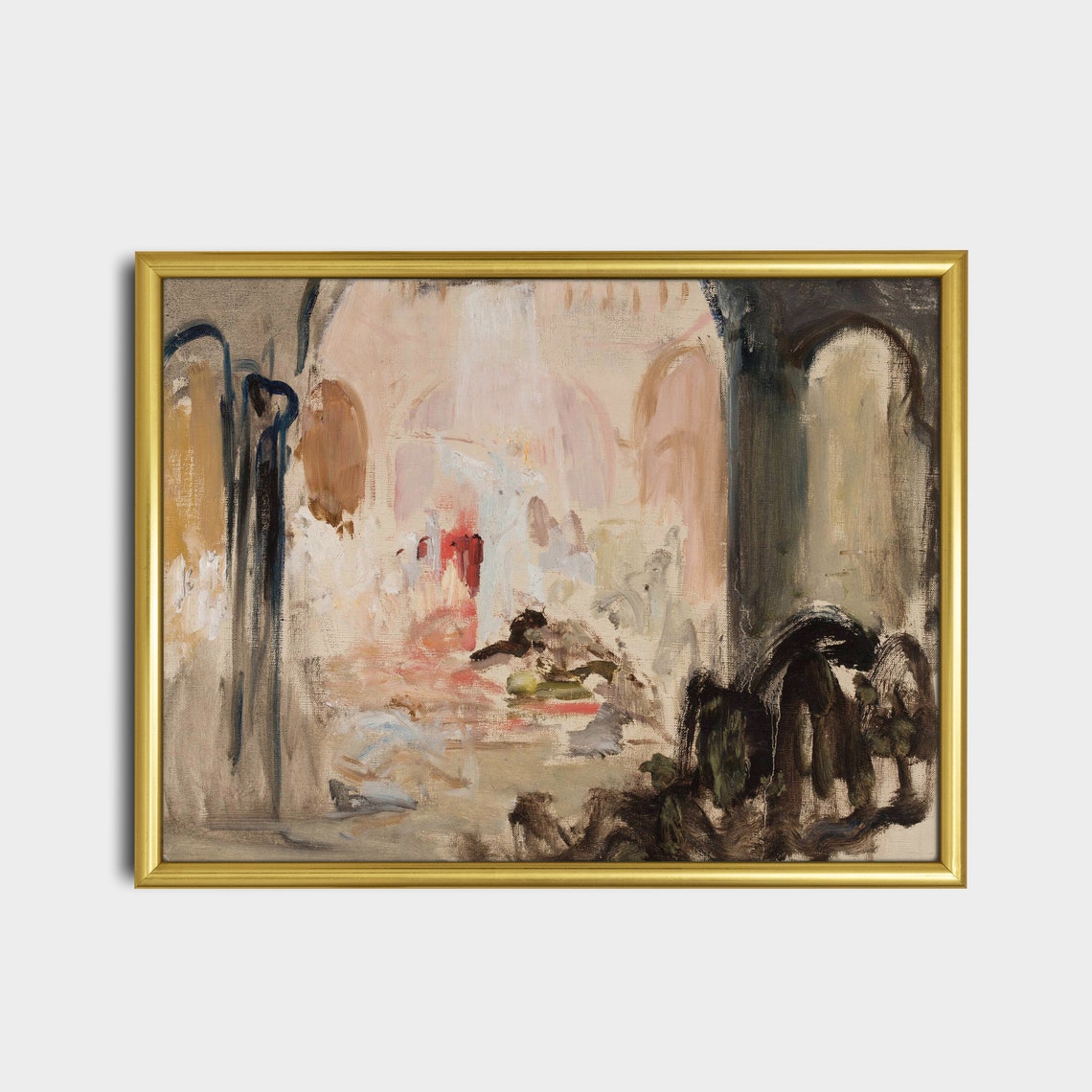 Soft Pastel Cathedral Interior Impressionist Sketch Art Poster - Image 2