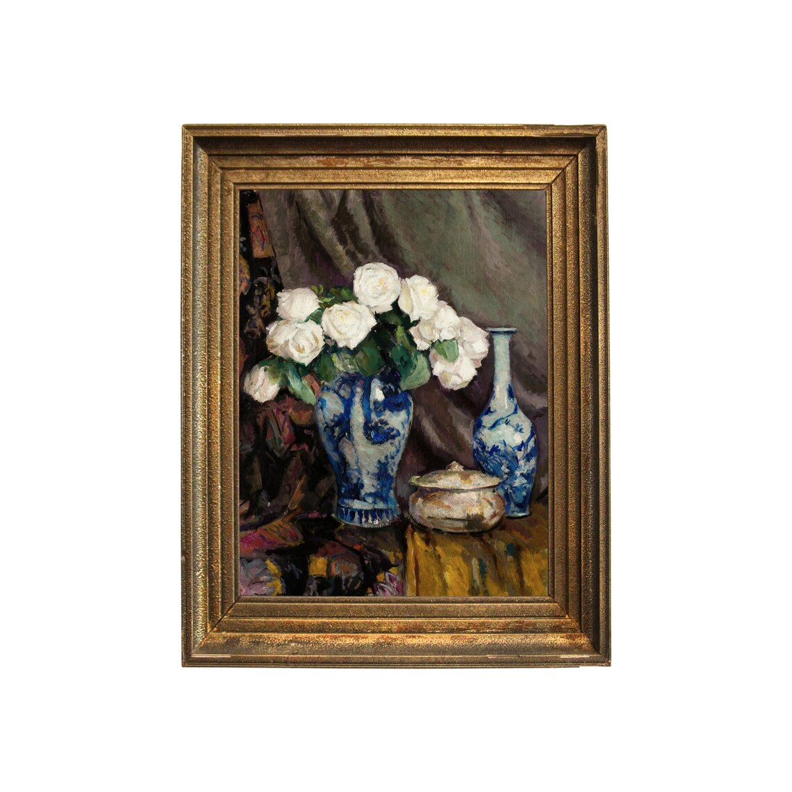 Still Life With White Roses, Vintage Floral Art - Image 2