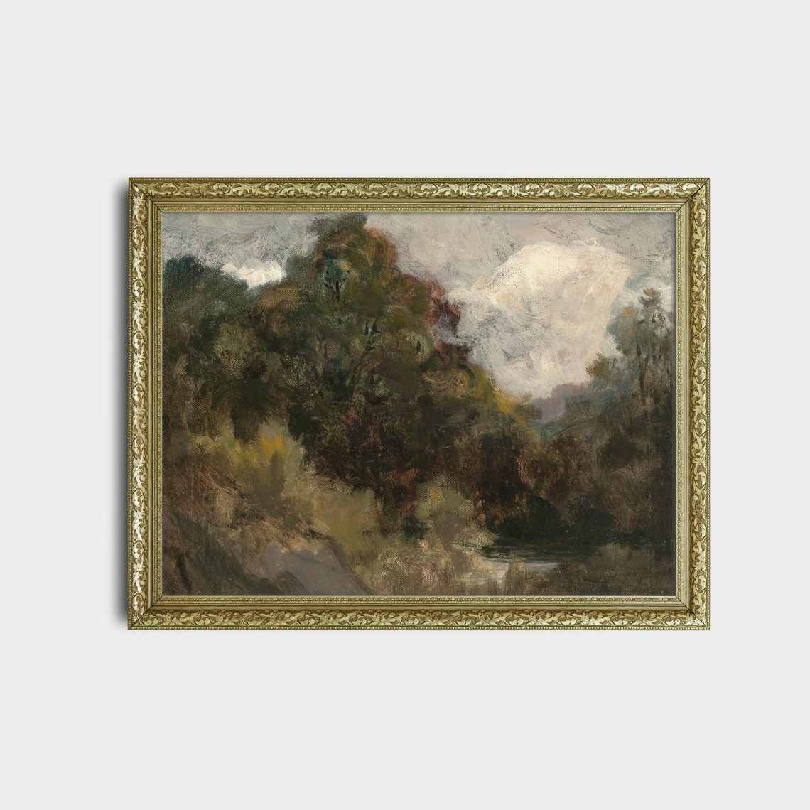Dark Impressionistic Woodland Forest Oil Study Vintage Art Poster - Image 2