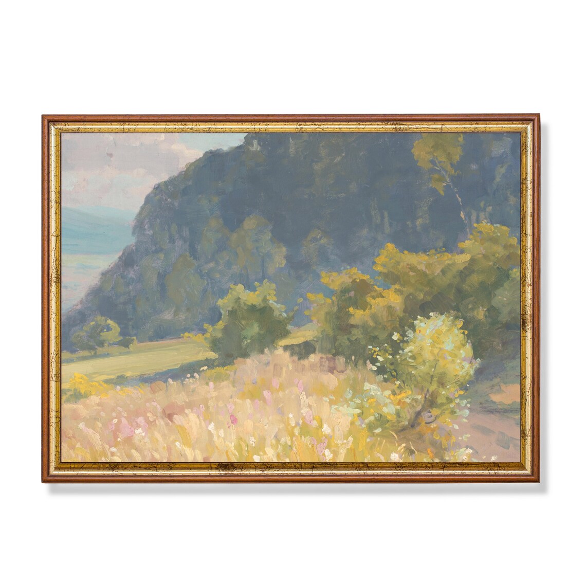 Vintage Spring Landscape, Farmhouse Art Print