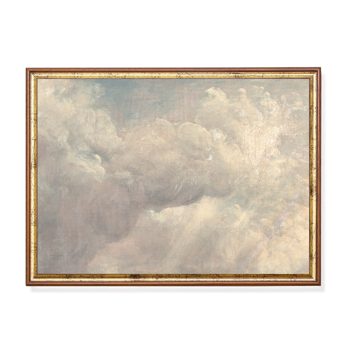 Soft Billowing Clouds in a Pale Blue Sky Vintage Cloud Study Poster