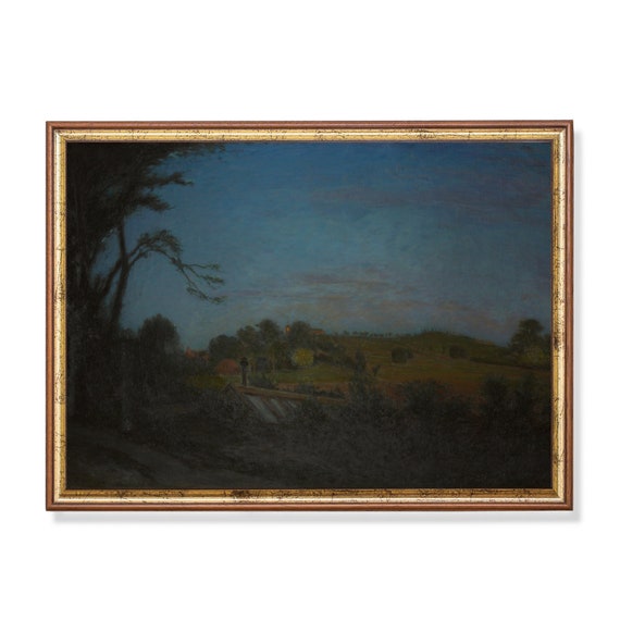 Printed And Shipped Vintage Wall Art Landscape In The Summer Evening Moody Rustic Scenery Country Landscape Antique Art Print
